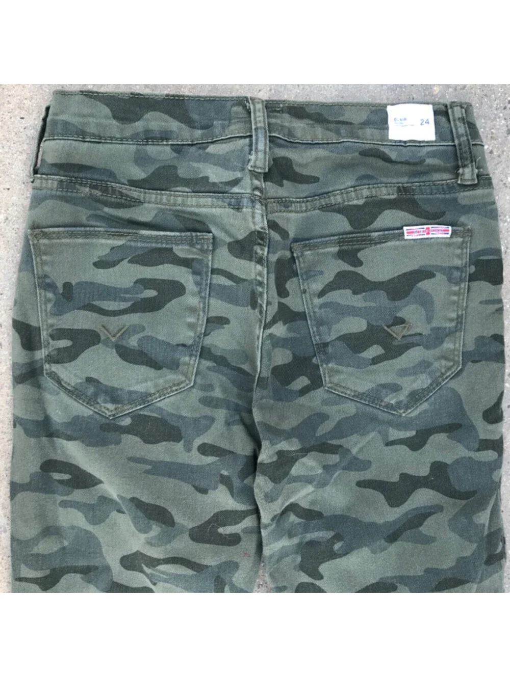 Hudson Blair High Rise Super Skinny Ankle Jeans Green Camo Womens 24